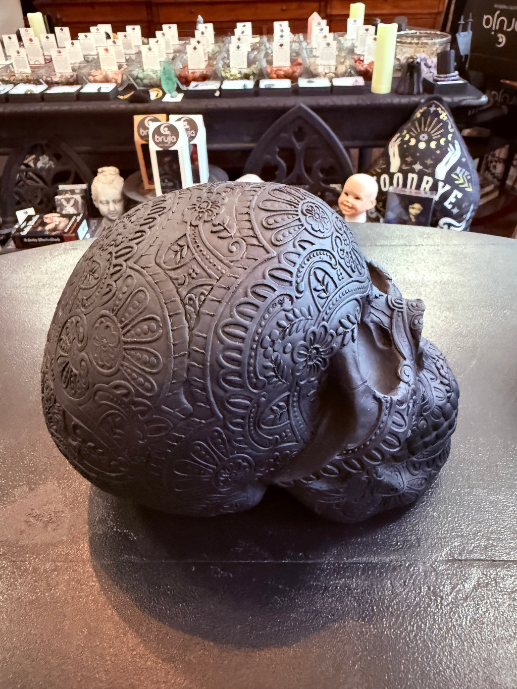 Midnight Marigold Sugar Skull Statue