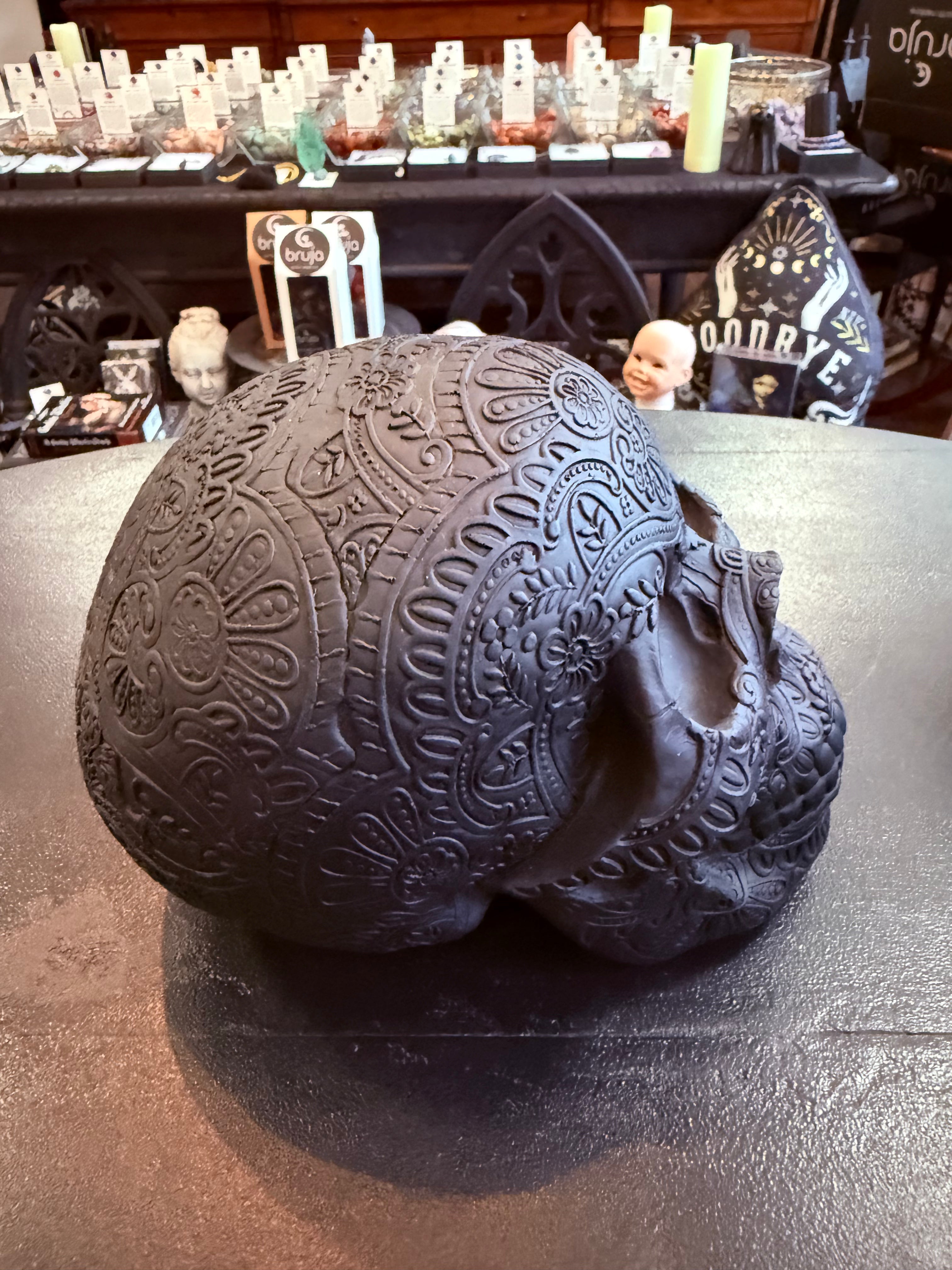 Midnight Marigold Sugar Skull Statue