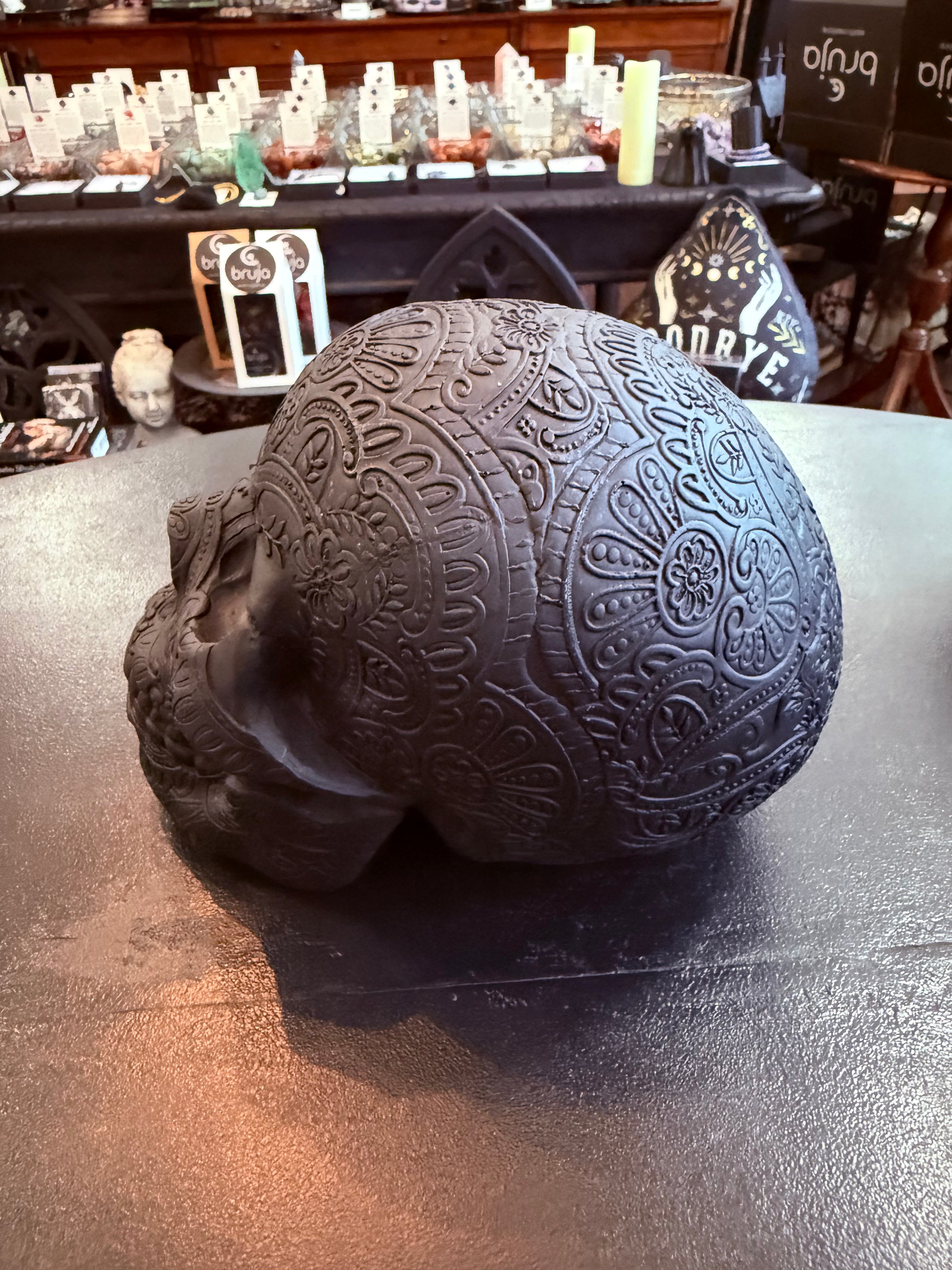 Midnight Marigold Sugar Skull Statue